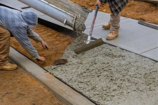 Bucket-City-Concrete Contractors Pouring Cement during Concrete Sidewalk
